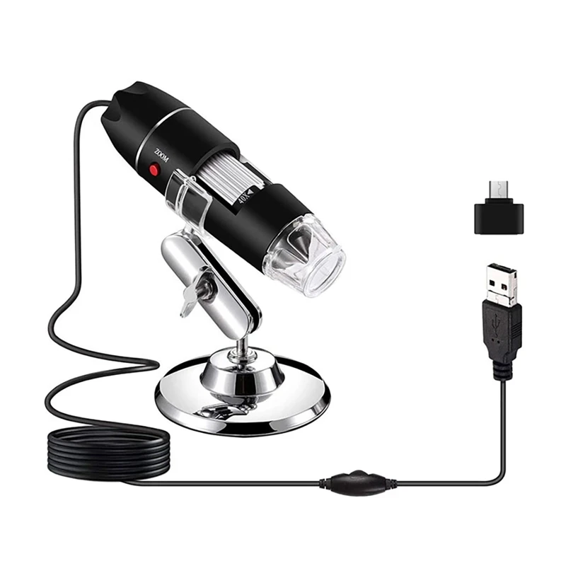 3 V 1, USB Mikroskop 1600X Povečava 8 LED Prenosni Mikroskopom Mini Endoskop S TIP-C Pretvorba Glavo