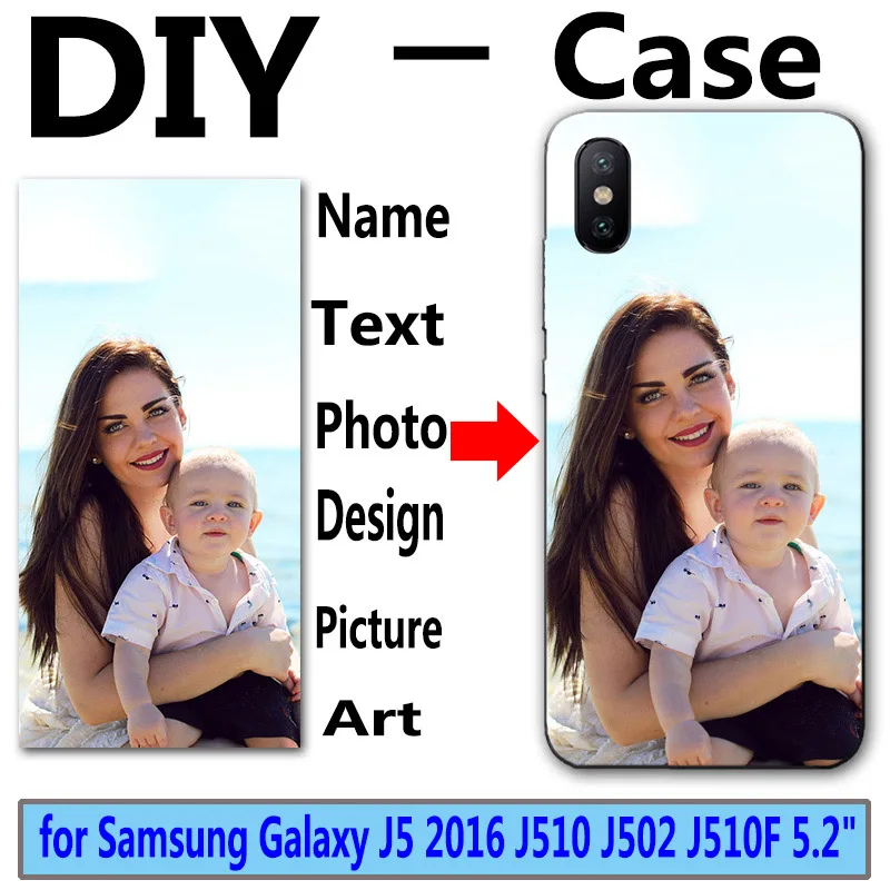 DIY Prilagojene po meri foto ime Prilagodite tiskanje vaš design sliko ohišje Za Samsung Galaxy J5 2016 J510 J502 J510F 5.2