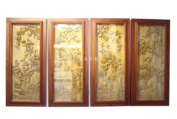 Dongyang lesa carvinga plaketo visi boutique prečkati zaslonu obesek Kitajski ozadje zaslona sijihua štiri particije