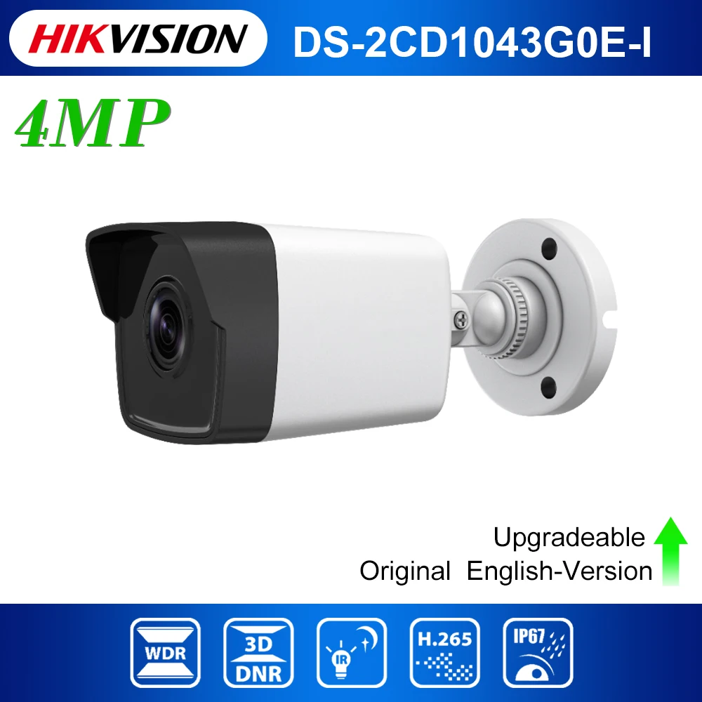 DS-2CD1043G0E-I Hikvision 4MP Prostem H. 265 IP Bullet Kamera Onvif CCTV Varnosti PoE P2P Oblak 30 m IR IP67 Nepremočljiva Slike 0 