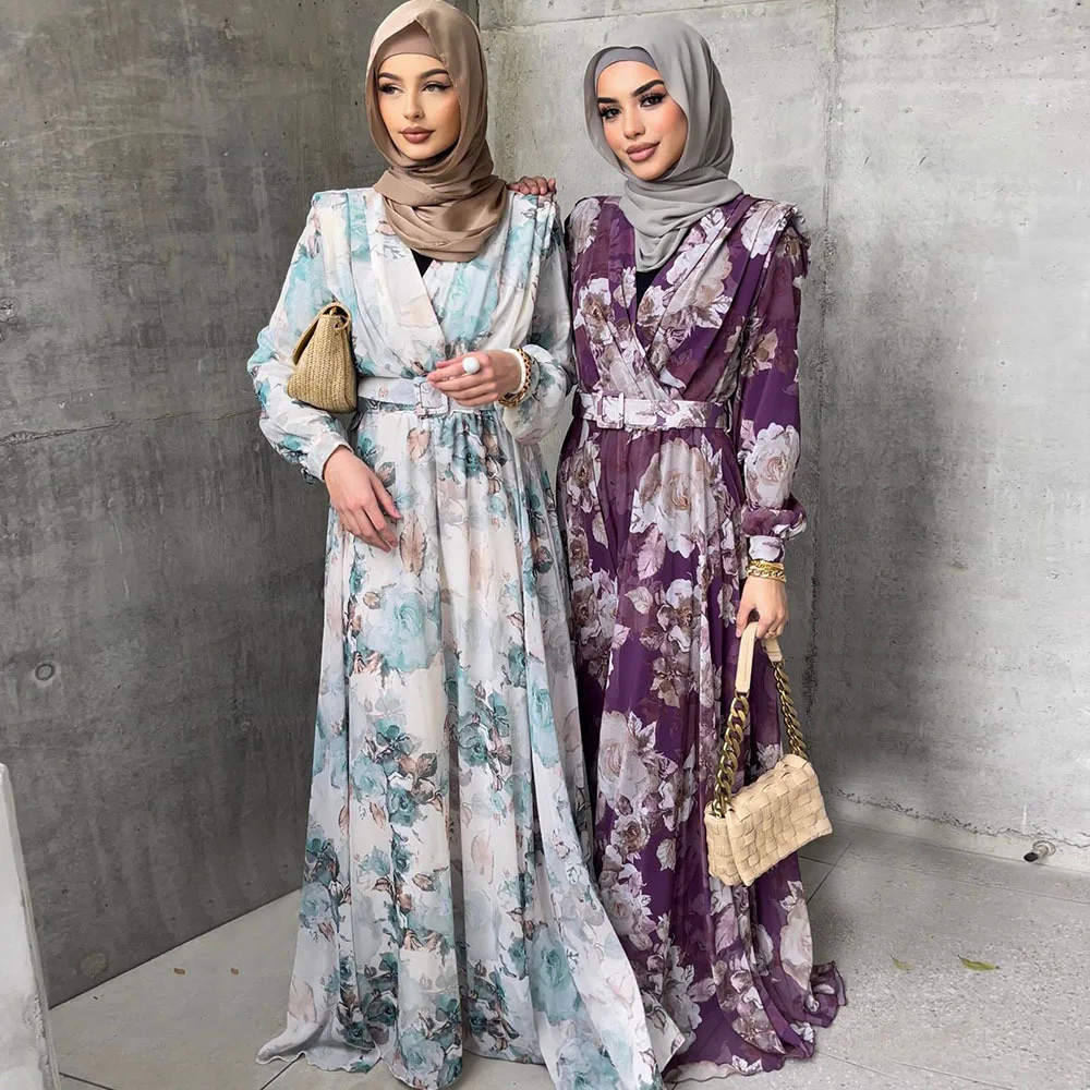 Muslimani Na Bližnjem Vzhodu Moda Elegantne Ženske Obleke Dubaj Turčija Proti-Vrat Tiskanja Ženski Plašč Islam Savdska Arabija Velike Robom Caftan