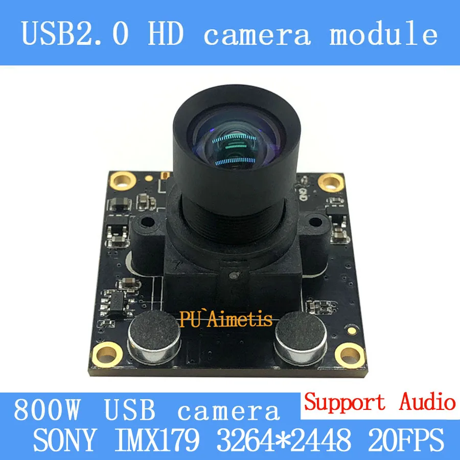 Nič izkrivljanje Nadzor fotoaparat 8MP 20FPS SONY IMX179 USB Modula Kamere Mini Kamero, podporo za zvok