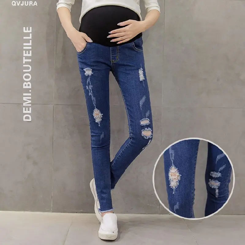 Novo noseče ženske hlače jeans hlače, ki so noseče ženske nosijo Slim hlače hlače devet točk