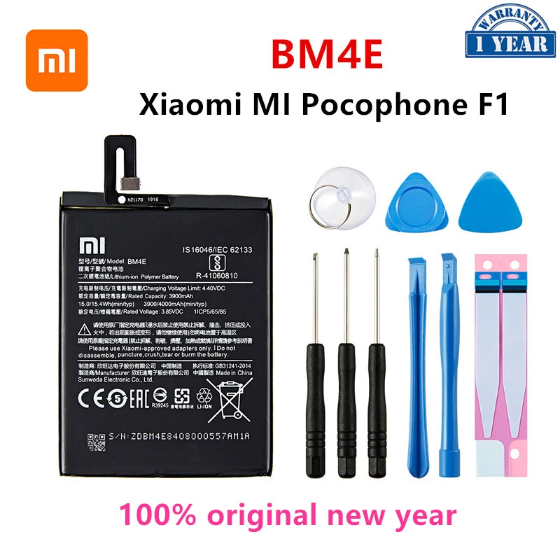 Xiao mi 100% Originalni BM4E 4000 mah Baterija Za Xiaomi MI Pocophone F1 BM4E Visoke Kakovosti Telefon Zamenjava Baterije +Orodja